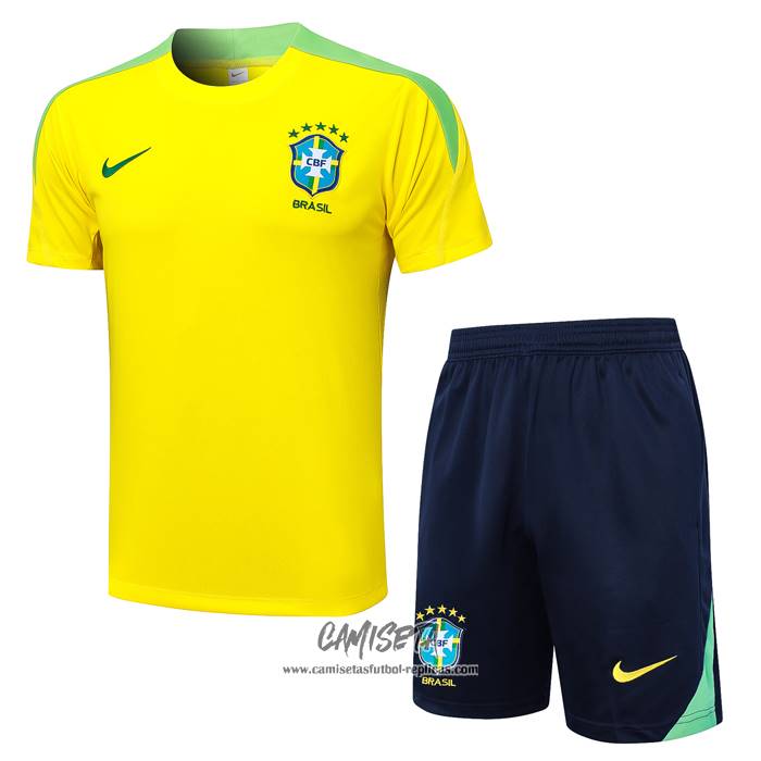 Chandal del Brasil 2024-2025 Manga Corta Amarillo - Pantalon Corto